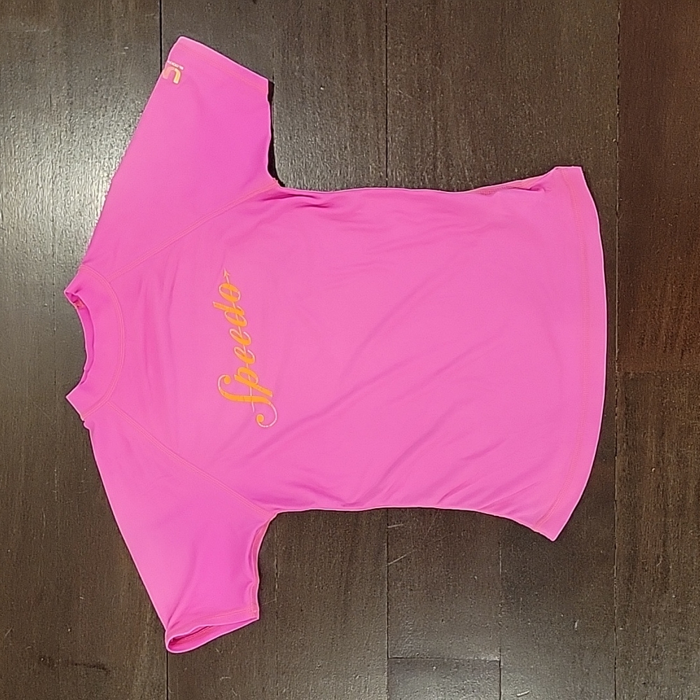 GIRL'S SPEEDO RASHGUARD BATHING SUIT SHIRT HOT PINK AND ORANGE SIZE XS